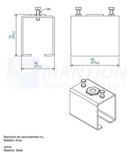 Łącznik szyny MANTION 6256M, ocynk