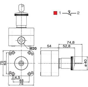 Grzybkowy przycisk bezpieczeństwa z kluczykiem PQ01C4N