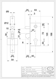 Zamek hakowy do bram przesuwnych z dodatkowym trzpieniem IBFM 72/40, typ 447PB