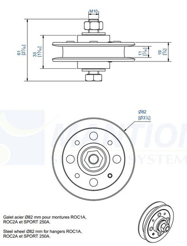 Stalowe koło MANTION 1002A, Ø82 mm, łożysko igiełkowe