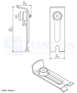 Wzmocniony stoper do wbetonowania MANTION 1095, ocynk