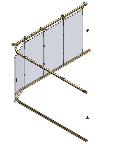 Łuk szyny nośnej 30° NIKO 51.C36, promień 650±10 mm, odcinki proste 830±20 mm, stal nierdzewna AISI 304
