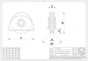Koło jezdne 2-łożyskowe profil V z podporą dolną