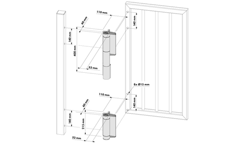 Bardzo mocny hydrauliczny samozamykacz 180° i zawias w jednym Locinox MAMMOTH-HD