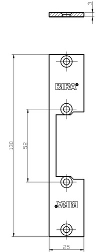Blacha płaska, otwarta do elektrozaczepów BIRA OK-P2, ocynk
