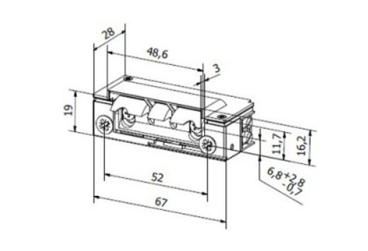 Elektrozaczep BIRA Hartte XS-CF bez podkładki wyślizgowej - zdjęcie 1