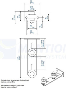 Podwójny regulowany prowadnik dolny do przykręcenia MANTION 1092V, ocynk