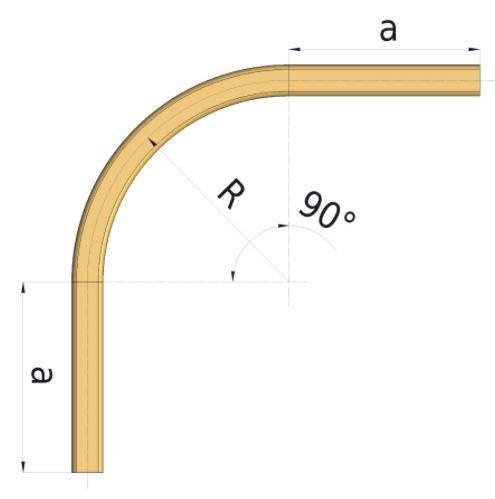 Łuk szyny nośnej 90° NIKO 26.C08, promień 770±20 mm, odcinki proste 900±20 mm, ocynk