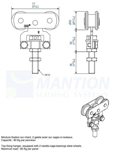 Wózek 4-kołowy MANTION 0235A, ocynk