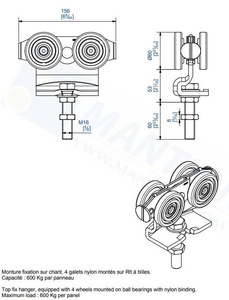 Wózek 4-kołowy MANTION 9262N, koła nylonowe