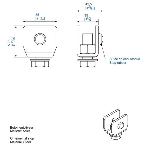 Stoper szyny MANTION 9158, ocynk