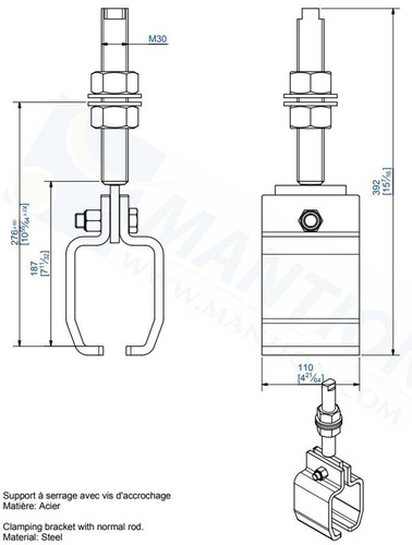 Regulowany, wychylny uchwyt sufitowy MANTION 9072, ocynk