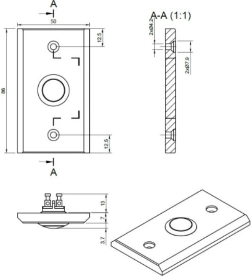 Panel aluminiowy przycisku BIRA Hartte EB03