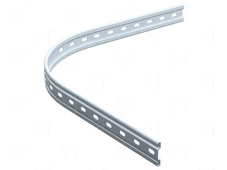 Łuk szyny płaskownikowej 90° MANTION 1722L, promień 600 mm, odcinki proste 200 mm, ocynk