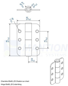 Zawias przykręcany MANTION 1512CR, Ø12 mm, ocynk
