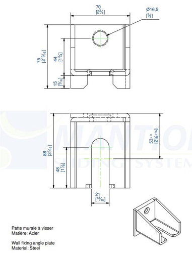 Regulowany uchwyt ścienny MANTION 9056CFC, ocynk