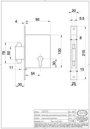 Podwójny zamek hakowy do bram przesuwnych z napędem IBFM typ 2570