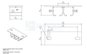 Podwójny uchwyt sufitowy MANTION 9038H2, ocynk