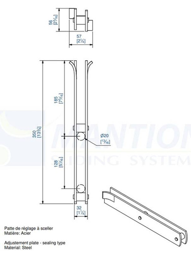 Podwójny regulowany uchwyt ścienny do wbetonowania MANTION 8575, ocynk