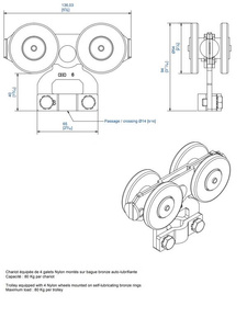 Wózek 4-kołowy do haków MANTION 0862, ocynk