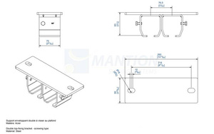Podwójny uchwyt sufitowy MANTION 9058H2, ocynk