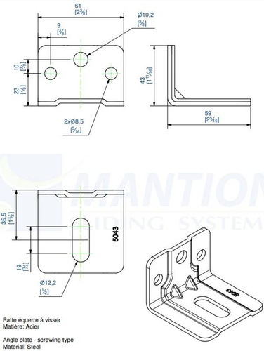 Uchwyt ścienny MANTION 5043, ocynk