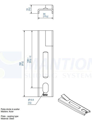 Uchwyt ścienny do wbetonowania MANTION 5042, ocynk