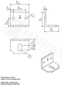 Kątownik montażowy MANTION 9043XA2, stal nierdzewna AISI 304