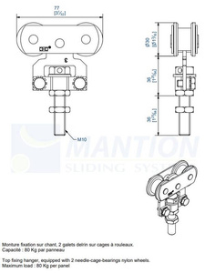 Wózek 4-kołowy MANTION 0235D, koła Delrin