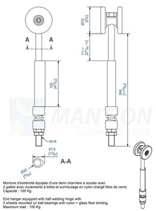 Wózek 2-kołowy do wspawania MANTION 0382SOE, ocynk