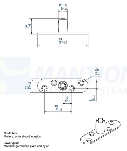 Dolna rolka stabilizująca MANTION 1102, Ø13,5 mm