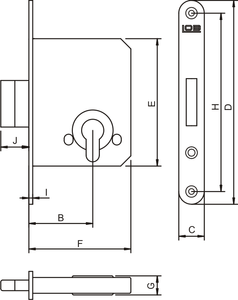 Zamek zasuwkowy LOB Z100, żółty ocynk