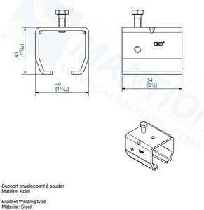 Uchwyt ścienny do wspawania MANTION 9038, stal czarna
