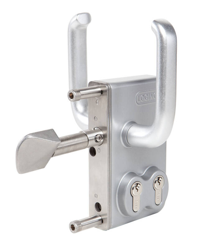 Zamek z dwiema wkładkami do bram przesuwnych Locinox LGRZ D1 na rurę 80 mm