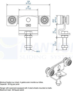 Wózek 4-kołowy MANTION 9214, ocynk