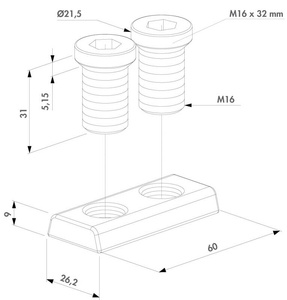 Płyta dociskająca ze śrubami pod zawiasy 4D Locinox 4DFIX-I
