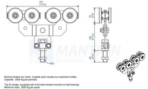 Wózek 8-kołowy MANTION 2288S, ocynk