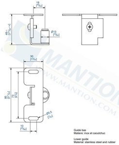 Prowadnik dolny MANTION 1130, stal nierdzewna AISI 304
