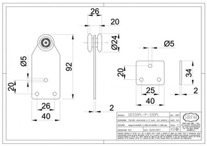 Wózek 2-kołowy IBFM do szyny nośnej 33x34 mm, typ 330PL z szeroką płytą mocującą do kurtyn