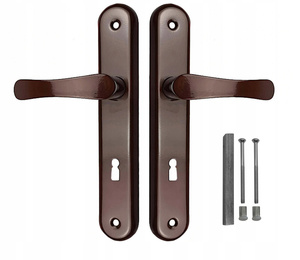 Klamka drzwiowa na długim szyldzie, klucz piórowy LOB MKS