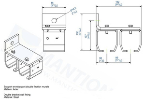 Podwójny uchwyt ścienny MANTION 9058V2, ocynk