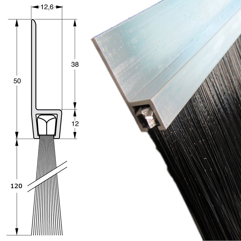 Uszczelka szczotkowa profil ALU H8-120 3000 mm
