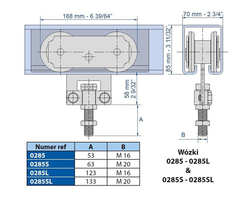 Wózek 4-kołowy MANTION 0285L, ocynk