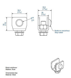 Stoper szyny MANTION 9148, ocynk