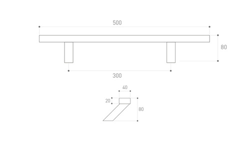 Antaba jednostronna Metal-Bud prostokątna 40x20 mm, skośna, przelotowa (wkręty widoczne)