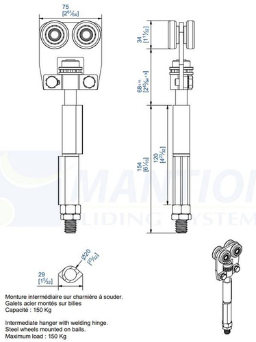 Wózek 4-kołowy do wspawania MANTION 9542SO, ocynk