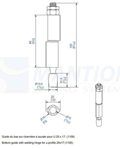 Prowadnik dolny do wspawania MANTION 1104SO, ocynk