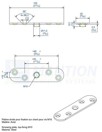 Płytka montażowa do skrzydeł drewnianych MANTION 0036, ocynk