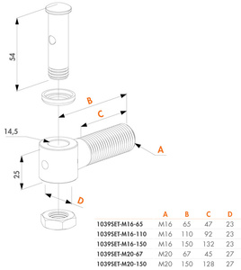Śruba zawiasowa Locinox 1039SET pod blachę U-kształtną 1036