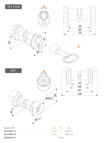 Wkładka na klucz trójkątny Locinox 3012-POC, nierdzewna